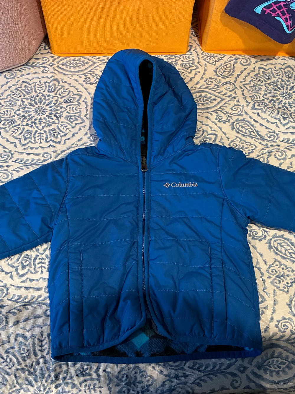Columbia Boys' Bright Blue Reversible Hooded Puffer Jacket